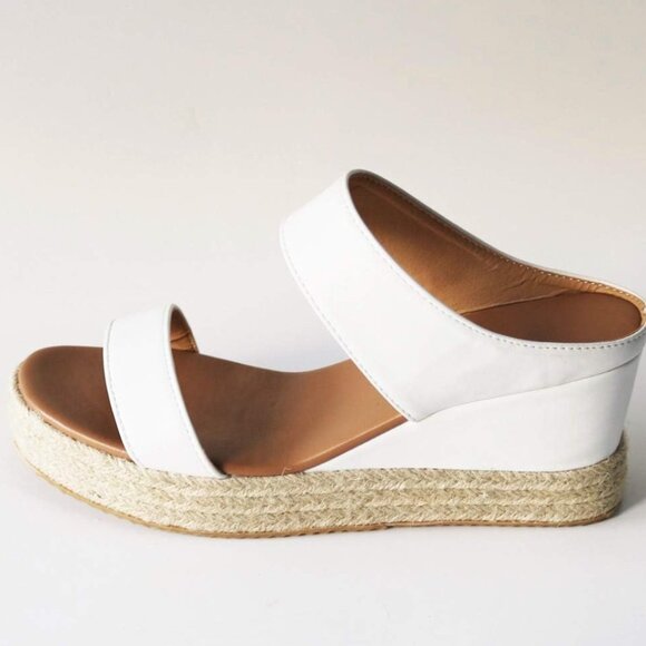 Women Wedge Sandals Shoes Beach Casual Toe Slip-On Summer Open Straw Wedges NEW - Picture 4 of 4